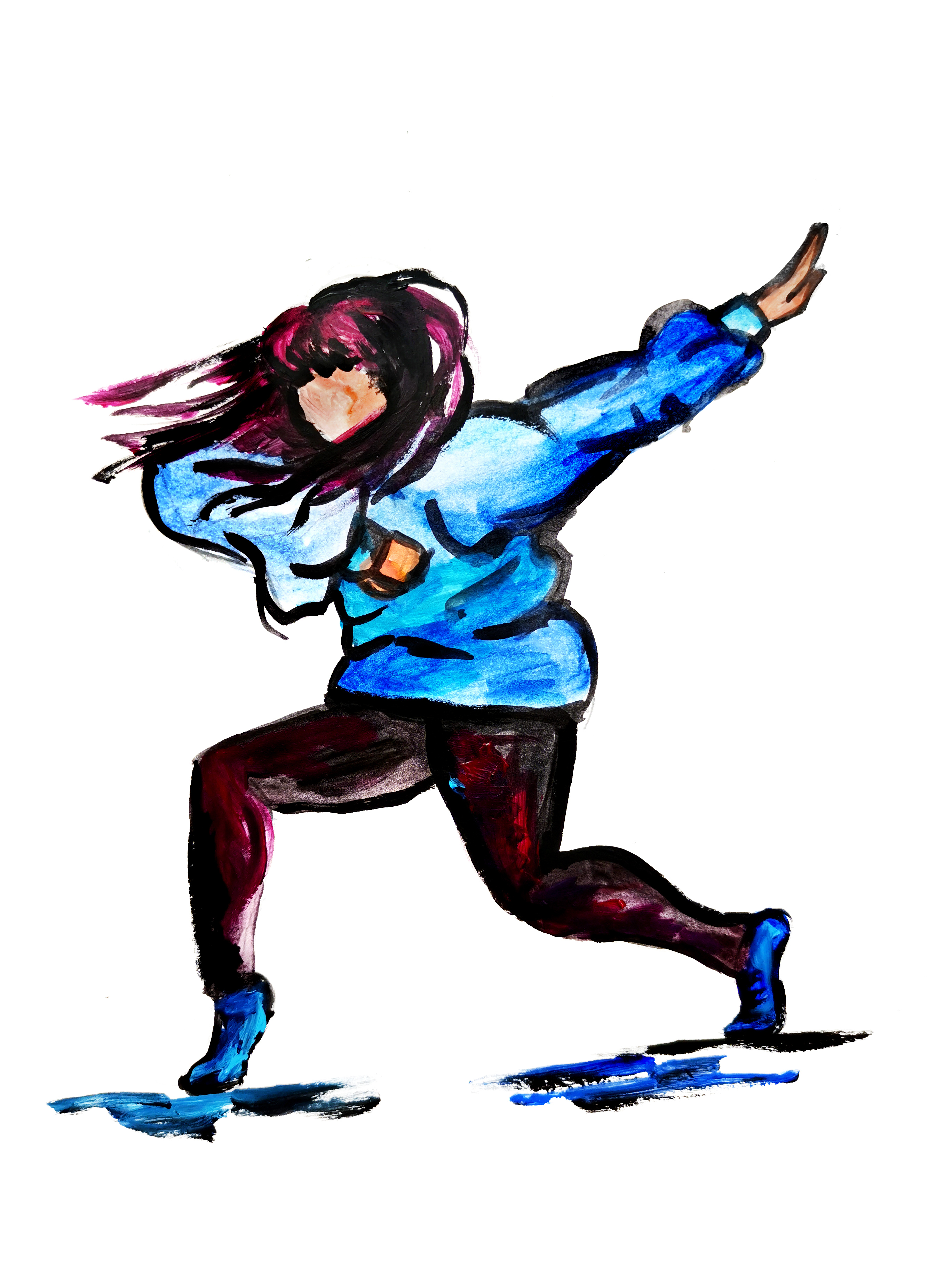 Painting of young female hiphop dancer Painting of young female hiphop dancer