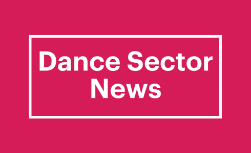 pink graphic with text saying dance sector news