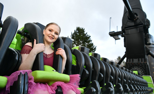 Top ballerina takes Alton Towers Resort’s record-breaking new ride for a SPIN ahead of opening 