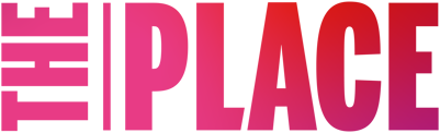The Place logo, pink text