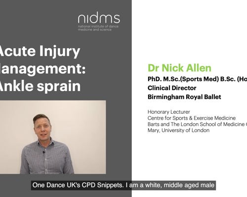 CPD Health and Wellbeing Snippet 5: Acute Injury Management