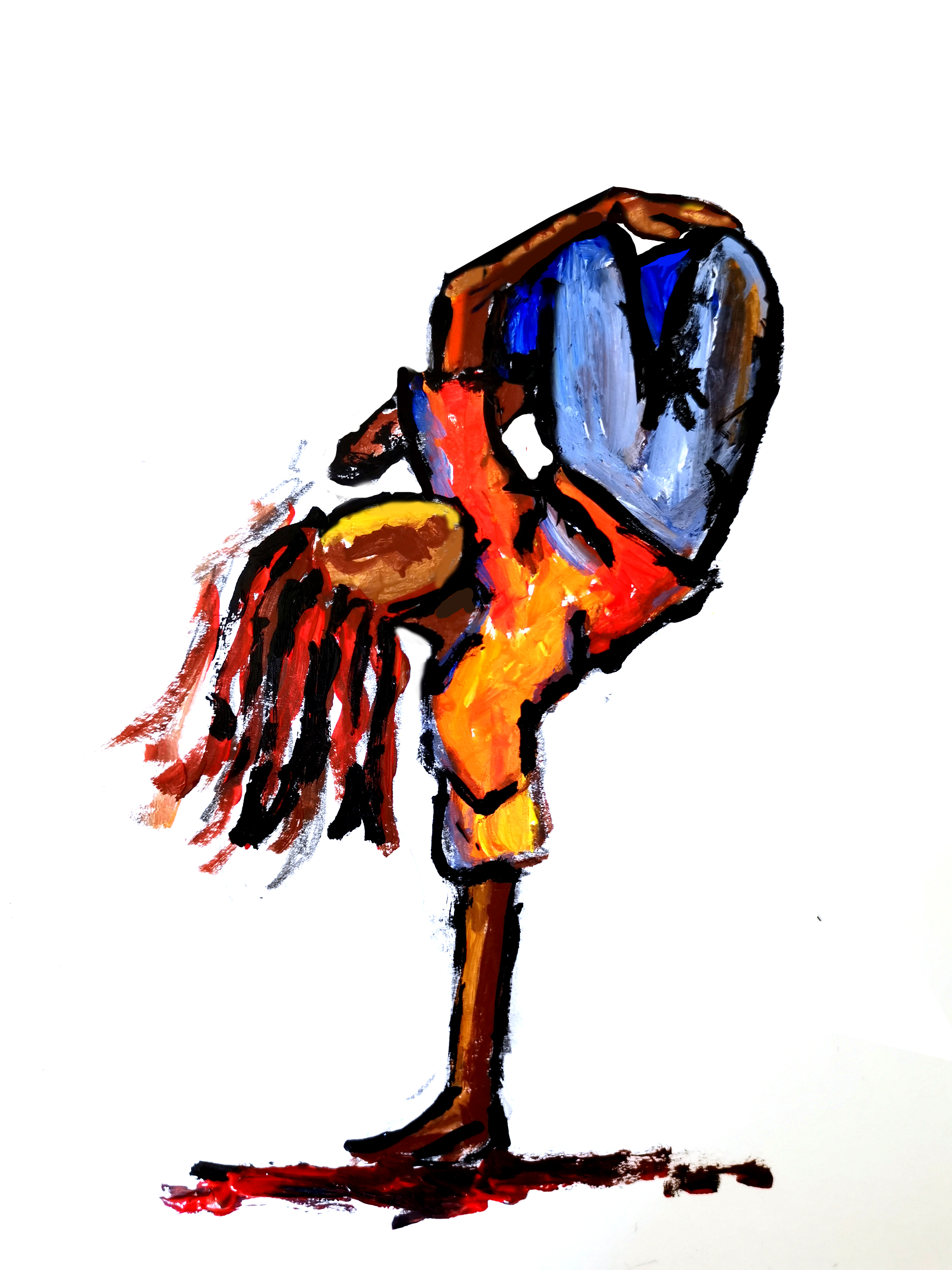 Painting of young male global majority break dancer 