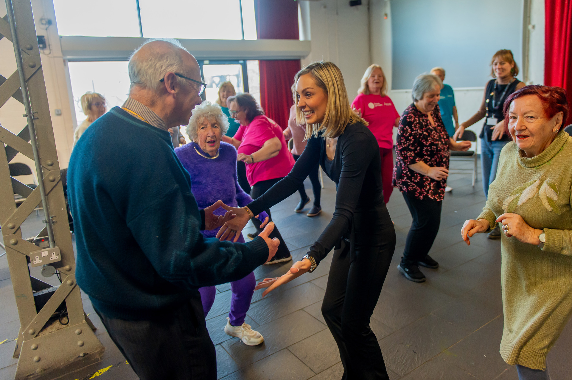 Amy Dowden, Emma Jenkins and class participants at Arts Council of Wales Report Launch. Image by Wales News Service