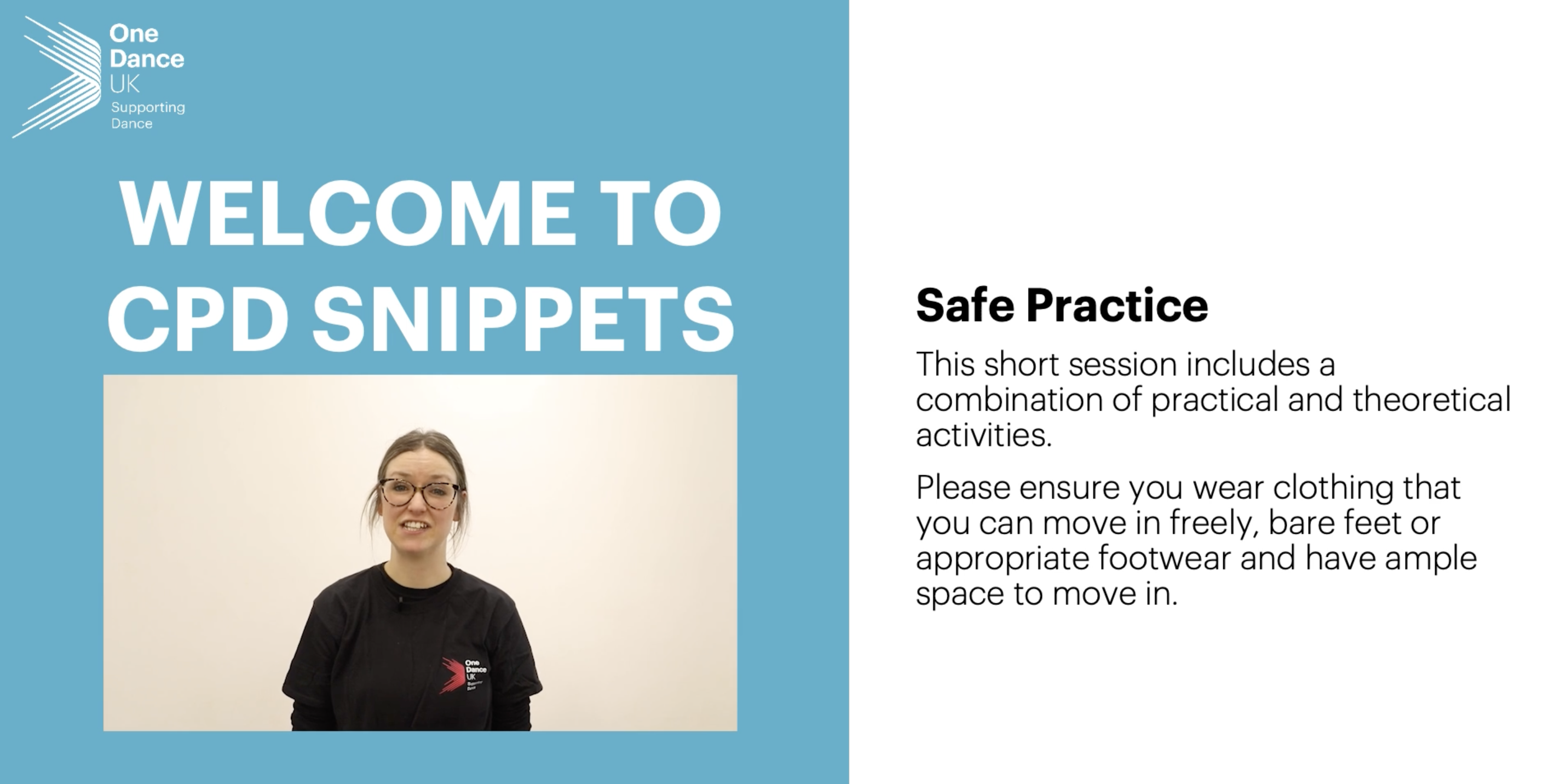 CPD for Dance Teachers Snippet 6: Safe Dance Practice in an Education Setting CPD for Dance Teachers Snippet 6: Safe Dance Practice in an Education Setting