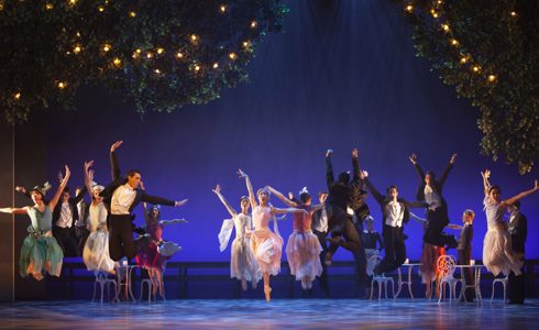 Northern Ballet Dancers on stage jumping In The Great Gatsby