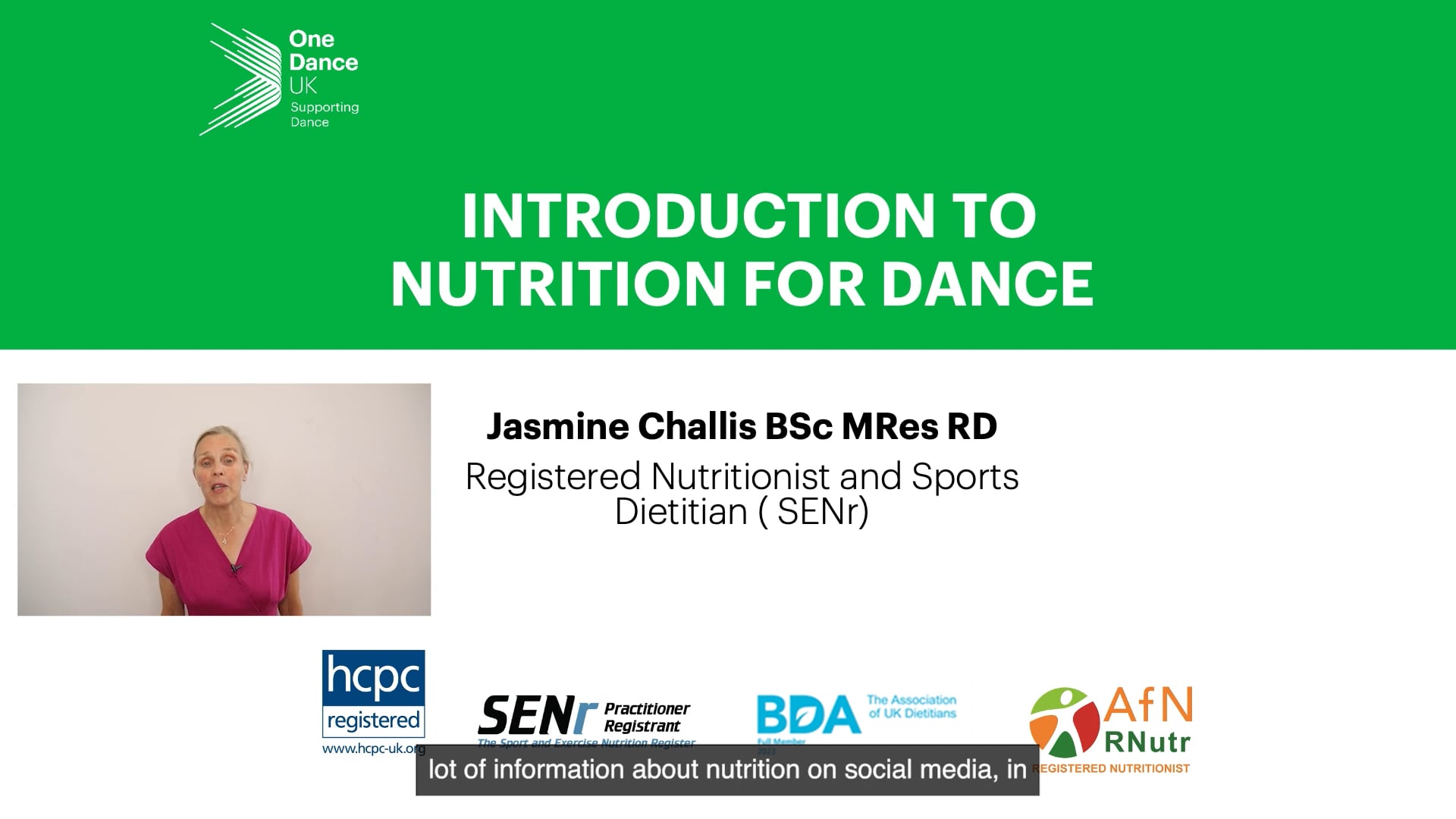 CPD Health and Wellbeing Snippet 1. Nutrition in Dance CPD Health and Wellbeing Snippet 1. Nutrition in Dance