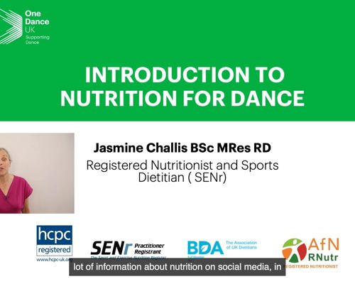 CPD Health and Wellbeing Snippet 1. Nutrition in Dance