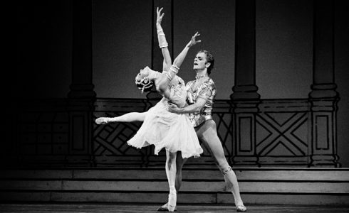 Black and white getty image of male and female ballerina 