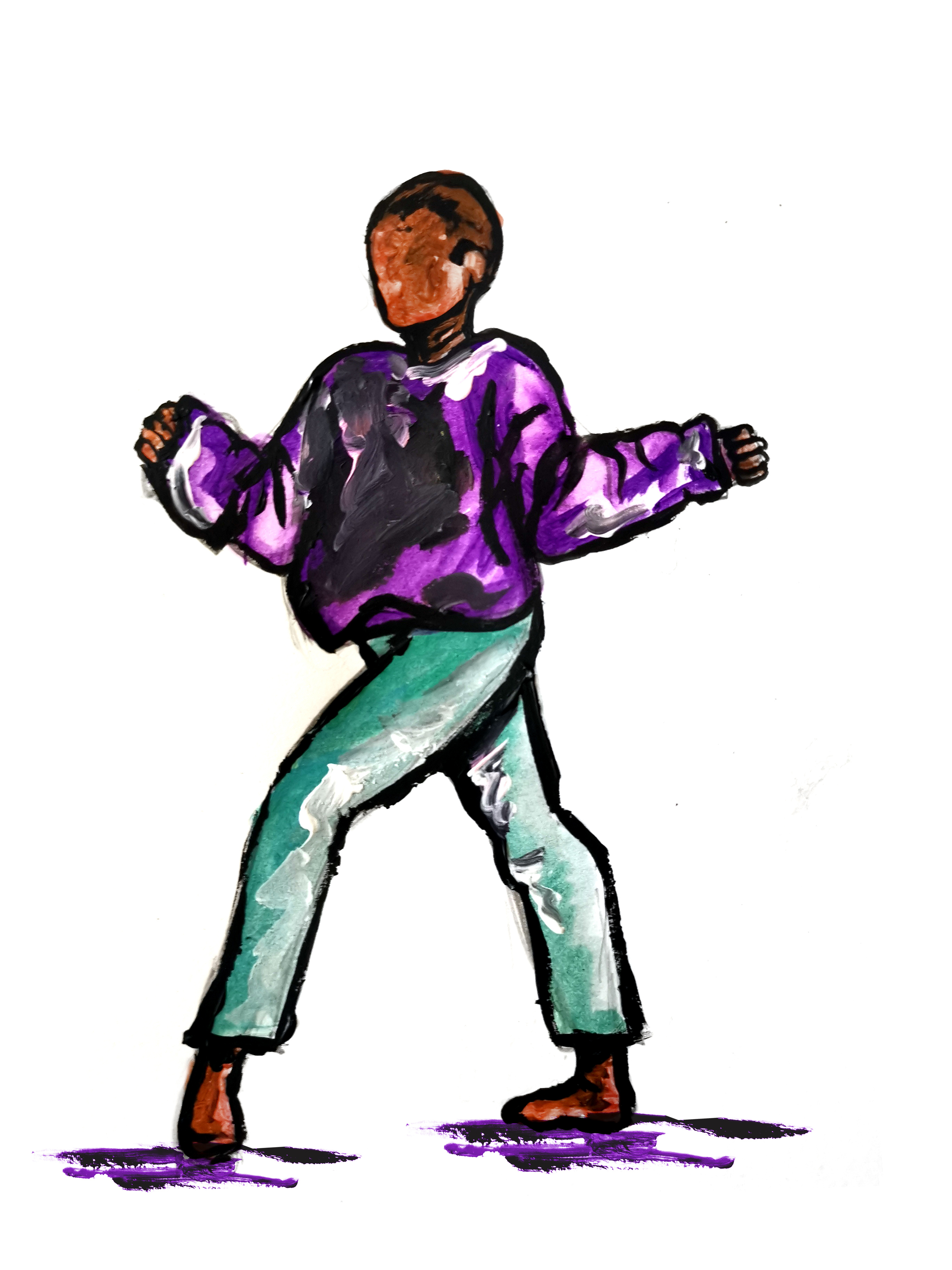 Painting of young global majority male voguer Painting of young global majority male voguer
