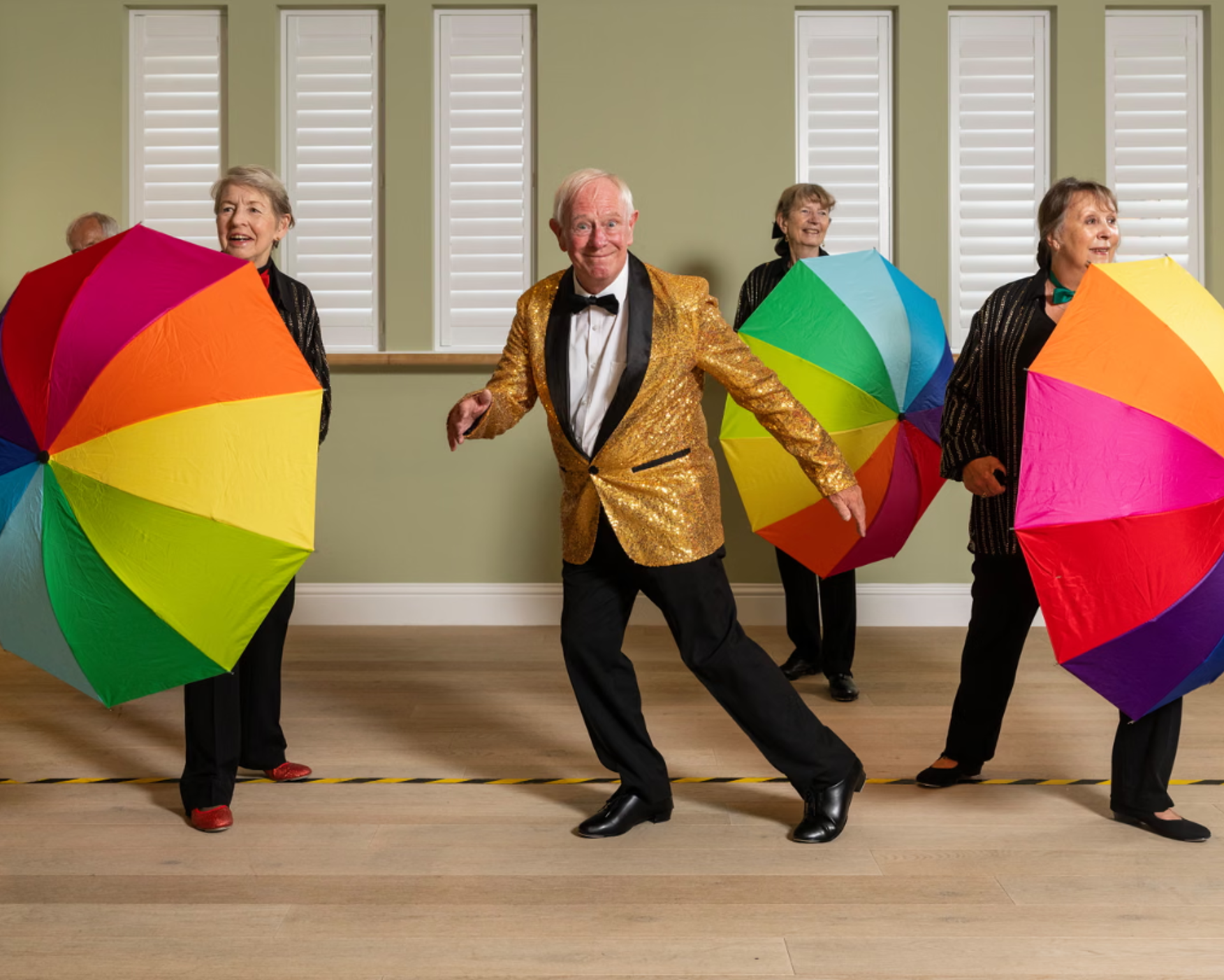 Stephen Walsh as part of Pat’s Happy Tappers at Great Alne Park retirement Village in Worcestershire. Photograph: Fabio De Paola/The Guardian