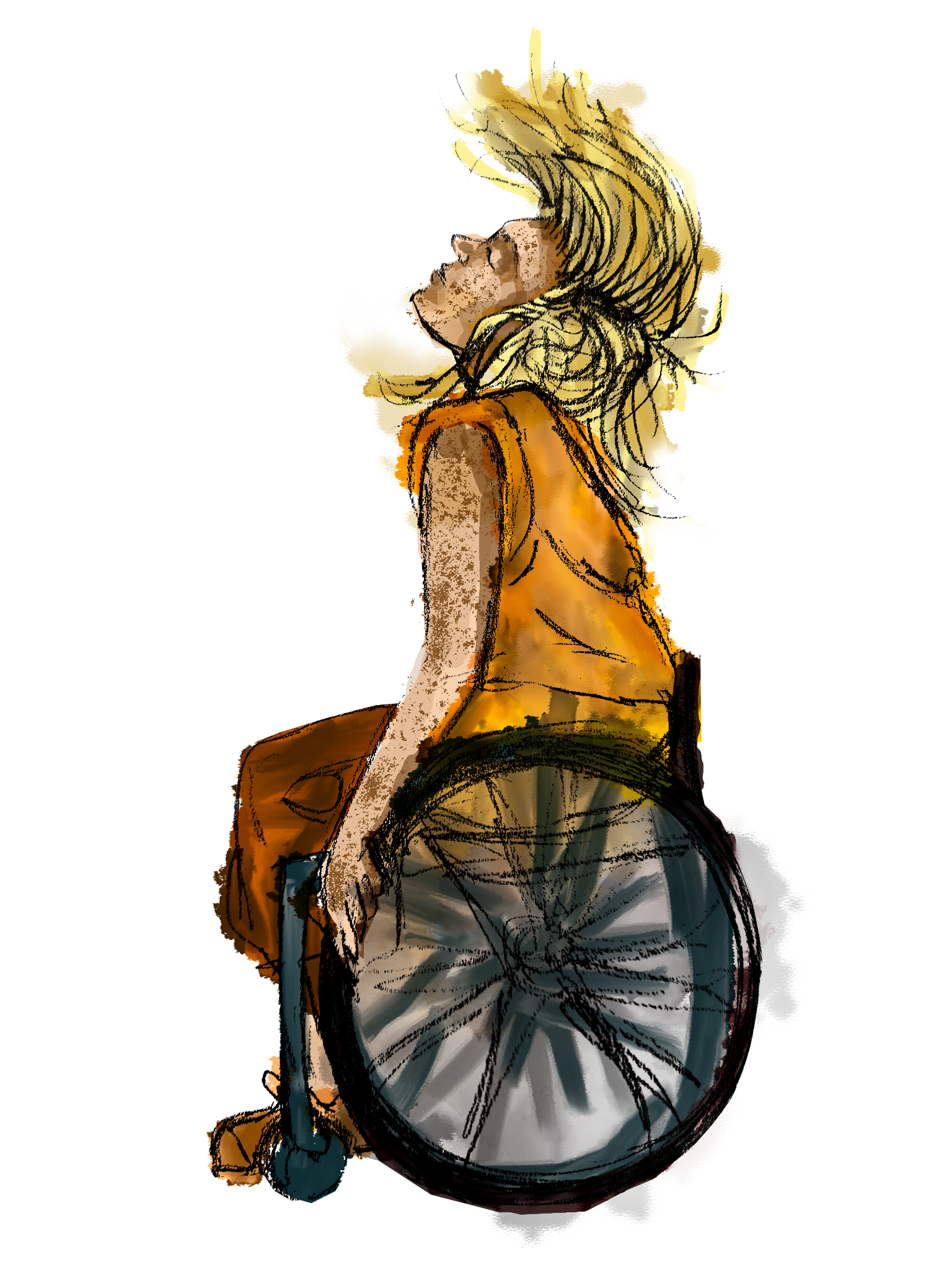 Illustration of Blonde white freckled Wheel Chair Illustration of Blonde white freckled Wheel Chair